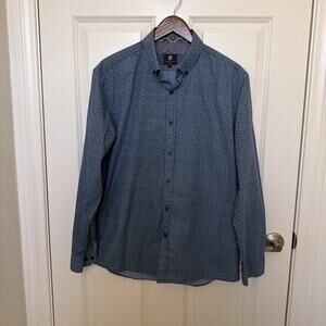 Steel & Jelly London Men’s Large Blue Paisley Print Shirt Button Up Long Sleeve